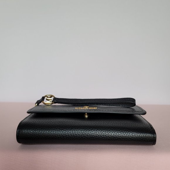 MICHAEL KORS Jet Set Charm Pebble Leather Large Flap Phone Wristlet-Black - Picture 10 of 16